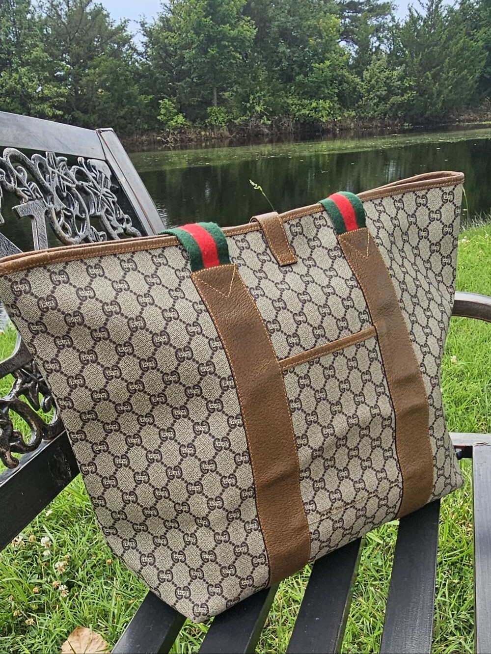 GUCCI PLUS GG Monogram Coated Leather Shoulder Tote Bag With COA - Picture 4 of 16